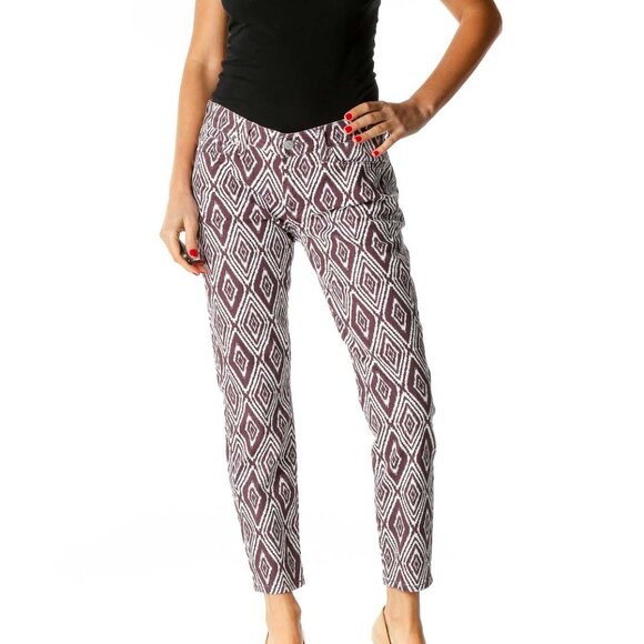 7 For All Mankind Denim - 7 For All Mankind Purple Printed Retro Trousers